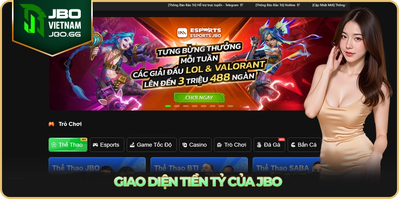 Giao diện tiền tỷ của JBO